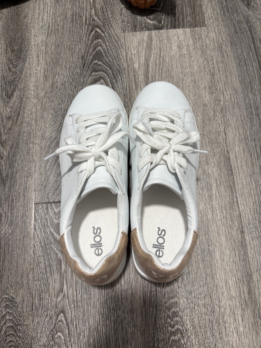 ellos White Sneakers with Metallic Gold Heel